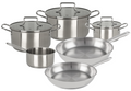 Cookinglife Set de Sartenes Essential Steel 6 Piezas - Acero Inoxidable - Cacerola ø 16, 18, 20 cm & Cacerola ø 16 cm + Sartén Superior ø 24 & 28 cm - apto para todas las fuentes de calor
