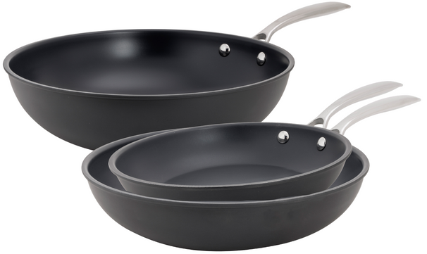 Cookinglife Set de Sartenes Revolt 3 piezas - Wok de ø 28 cm + Sartén de ø 24 & 28 cm - apto para todas las fuentes de calor - revestimiento antiadherente cerámico