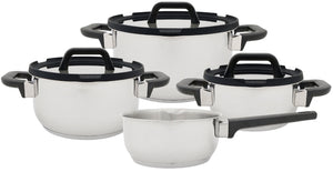 Set de ollas Cookinglife Stay Cool 7 piezas - Acero inoxidable - Olla de cocina Ø 16, 20, 24 cm y cazo Ø 16 cm - apto para todas las fuentes de calor
