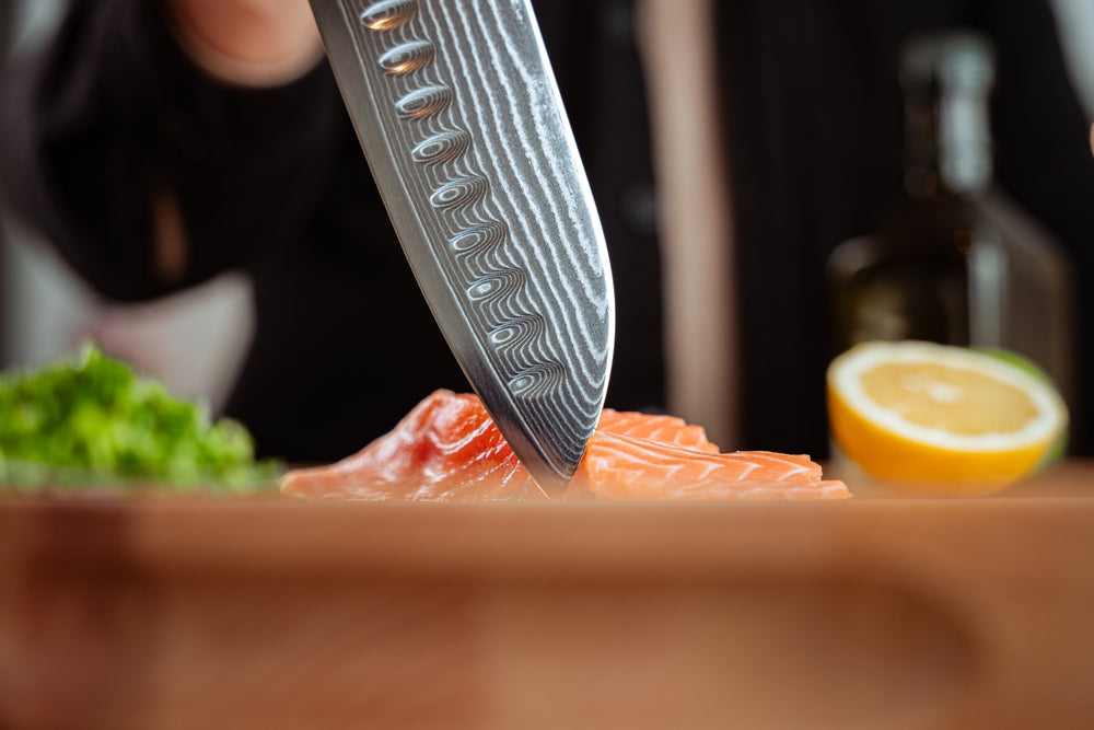 Cuchillo Santoku Blackwell estilo japonés - 67 capas de acero damasco - VG10 - 19 cm