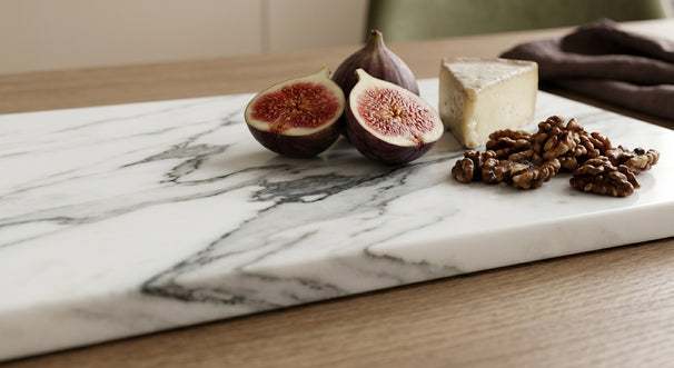 Cookinglife Serving Board / Charcuterie Board Marble White / Grey - 40 x 30 cm