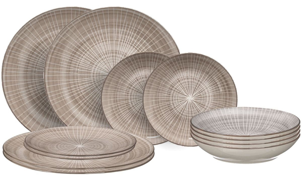 Cookinglife Dinnerware Set Baia Brown 12-piece / 4 persons - 4 dinner plates, 4 breakfast plates and 4 deep plates
