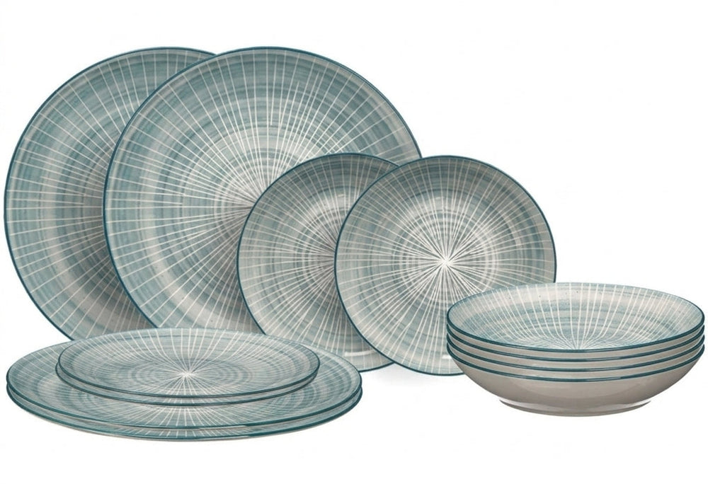 Cookinglife Dinnerware Set Cala Blue 12-piece / 4 persons - 4 dinner plates, 4 breakfast plates and 4 deep plates