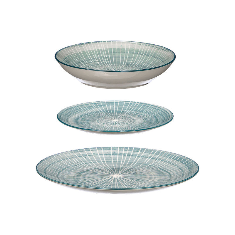 Cookinglife Dinnerware Set Cala Blue 12-piece / 4 persons - 4 dinner plates, 4 breakfast plates and 4 deep plates