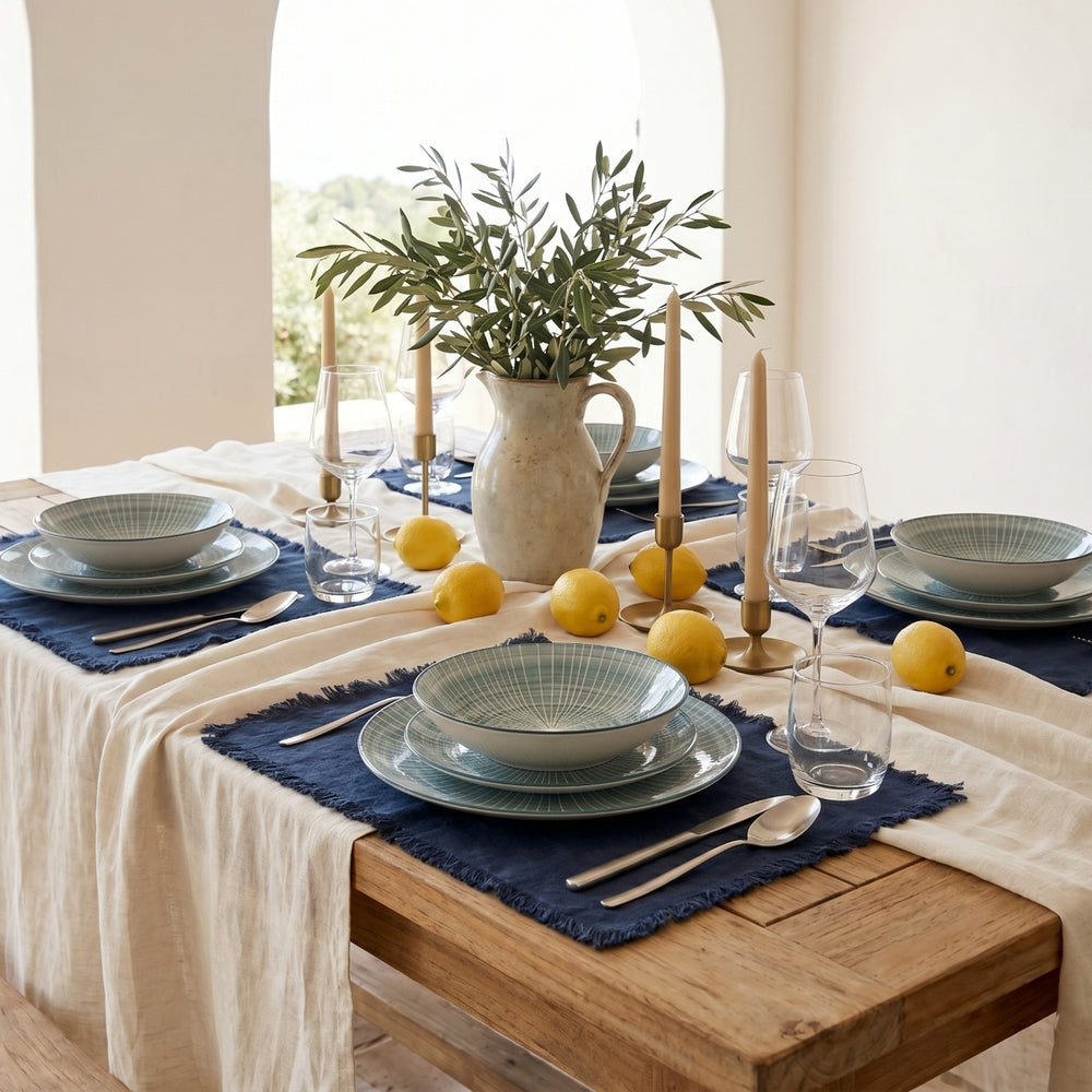 Cookinglife Dinnerware Set Cala Blue 12-piece / 4 persons - 4 dinner plates, 4 breakfast plates and 4 deep plates