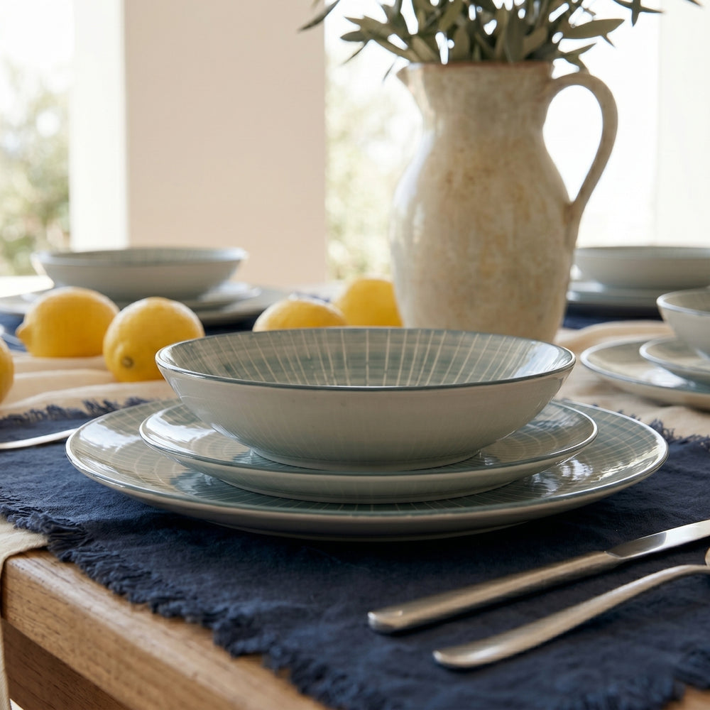 Cookinglife Dinnerware Set Cala Blue 12-piece / 4 persons - 4 dinner plates, 4 breakfast plates and 4 deep plates