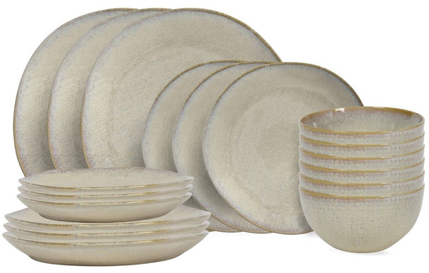 Cookinglife Dinnerware Set Linen Beige 18-piece / 6 persons - 6 dinner plates, 6 breakfast plates and 6 bowls