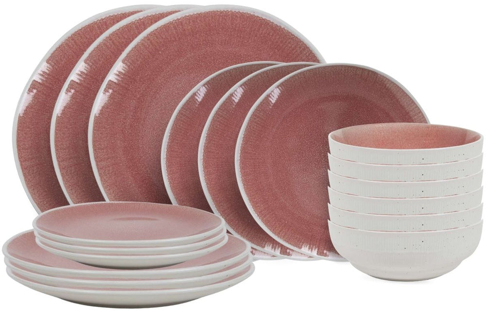 Cookinglife Dinnerware Set Nola Pink 18-piece / 6 persons - 6 dinner plates, 6 breakfast plates and 6 bowls