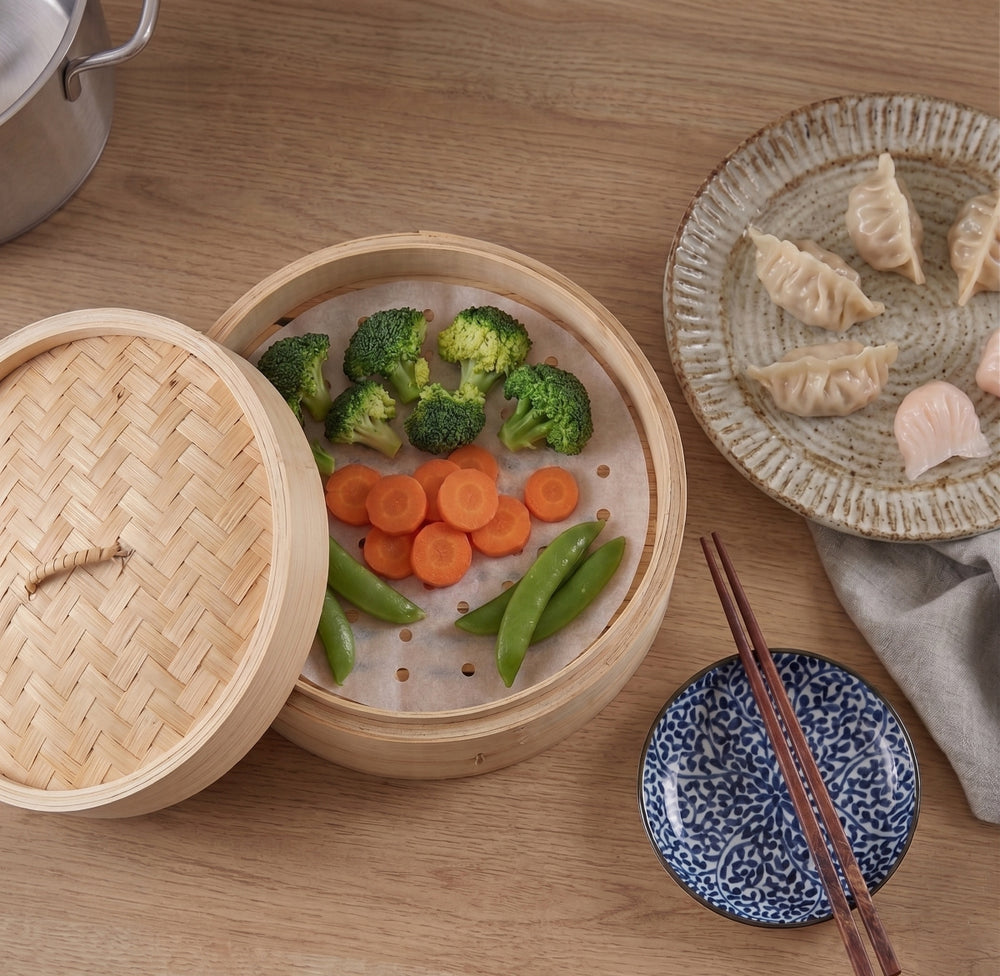 Cookinglife Steamer / Dim Sum Basket - Bamboo - 3-Piece - ø 20 cm