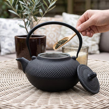 Cookinglife Teapot Arare with Stainless Steel Filter - Cast Iron Black - 1.5 Liter