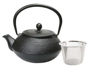 Cookinglife Teapot Arare with Stainless Steel Filter - Cast Iron Black - 800 ml