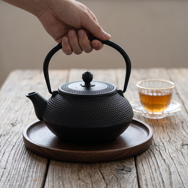 Cookinglife Teapot Arare with Stainless Steel Filter - Cast Iron Black - 800 ml