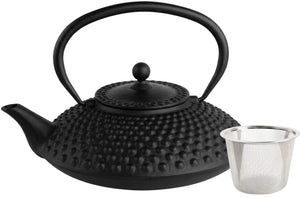 Cookinglife Teapot Arare with Stainless Steel Filter - Cast Iron Black - 1.2 Liter