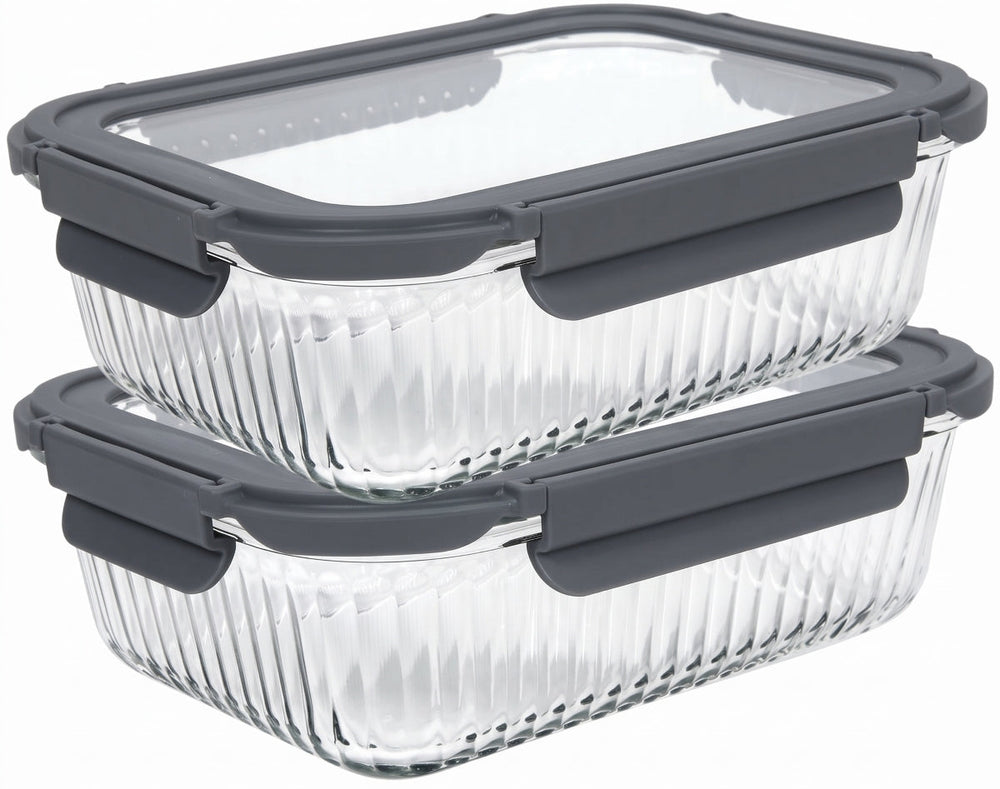 Cookinglife Tarros de Conservación de Vidrio Boro Lines 1.5 Litros - 2 Piezas