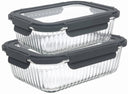 Cookinglife Glass Food Storage Containers Boro Lines 1 Liter + 1.5 Liter - 2 Pieces