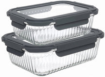 Cookinglife Glass Food Storage Containers Boro Lines 1 Liter + 1.5 Liter - 2 Pieces