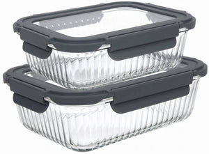 Cookinglife Glass Food Storage Containers Boro Lines 1 Liter + 1.5 Liter - 2 Pieces