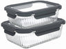 Cookinglife Glass Food Storage Containers Boro Lines 1 Liter + 1.5 Liter - 2 Pieces