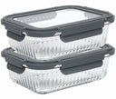 Cookinglife Glass Food Storage Containers Boro Lines 1 Liter - 2 Pieces