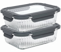 Cookinglife Glass Food Storage Containers Boro Lines 1 Liter - 2 Pieces