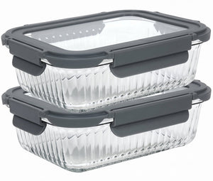 Cookinglife Glass Food Storage Containers Boro Lines 1 Liter - 2 Pieces