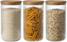 Cookinglife Tarros de Almacenamiento set Lines - Vidrio con Tapa de Bambú - ø 11 cm - 1750 ml - 3 piezas