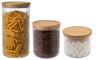 Cookinglife Juego de tarros de almacenamiento Lines - Vidrio con tapa de bambú - 600 ml / 980 ml / 1750 ml - 3 piezas