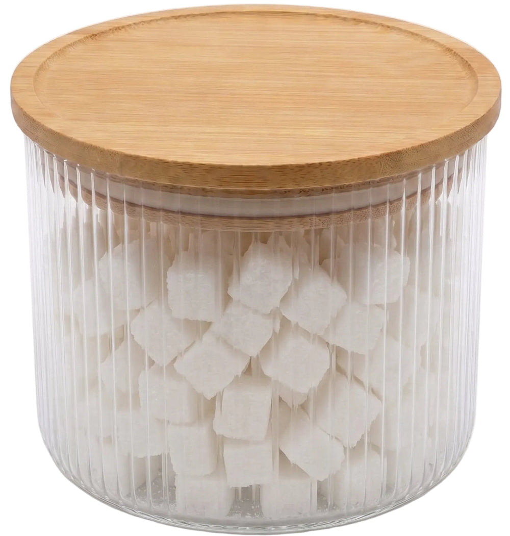 Cookinglife Juego de tarros de almacenamiento Lines - Vidrio con tapa de bambú - 600 ml / 980 ml / 1750 ml - 3 piezas