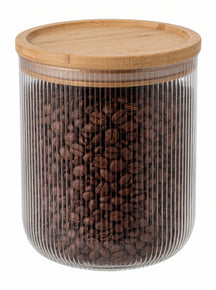 Cookinglife Storage Jars Set Boro Lines - Glass Bamboo Lid - ø 11 cm - 980 ml - 3 pieces