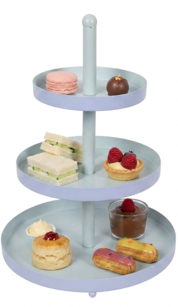 Cookinglife Stand / Serving Tower Metal - Blue / Mint - ø 15, 20 & 25 cm - 3-tier - 35 cm high