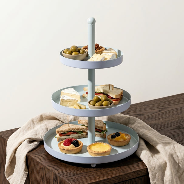 Cookinglife Stand / Serving Tower Metal - Blue / Mint - ø 15, 20 & 25 cm - 3-tier - 35 cm high