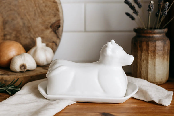Mantequillera de porcelana Cookinglife - Vaca - 20 x 12 cm