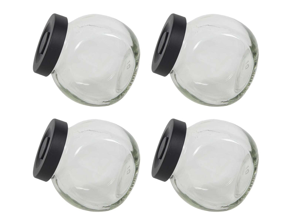 Cookinglife Set de frascos para especias - Vidrio negro 175 ml - 4 piezas