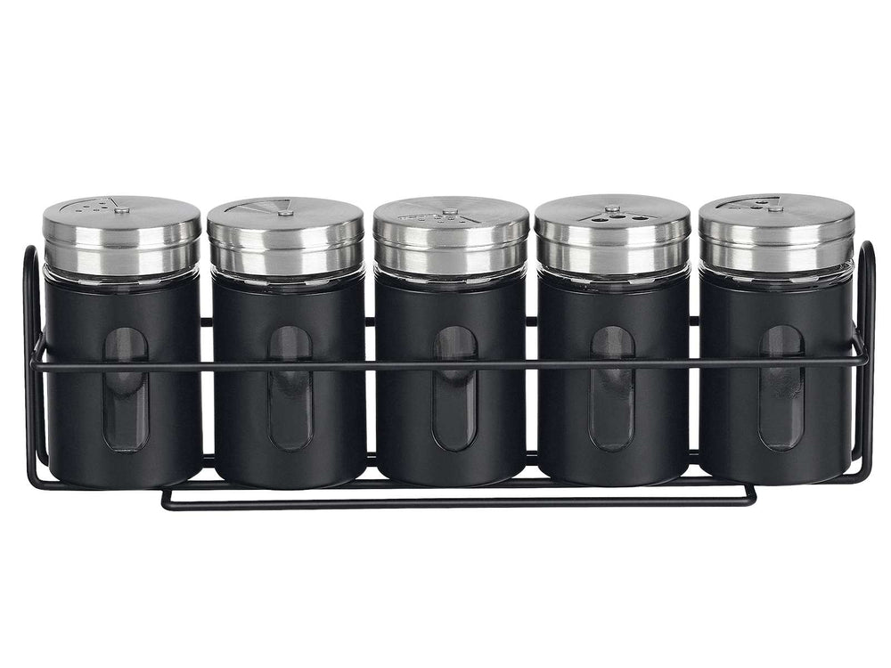 Cookinglife Estante para especias negro 5 piezas - Con dispensadores de especias 80 ml