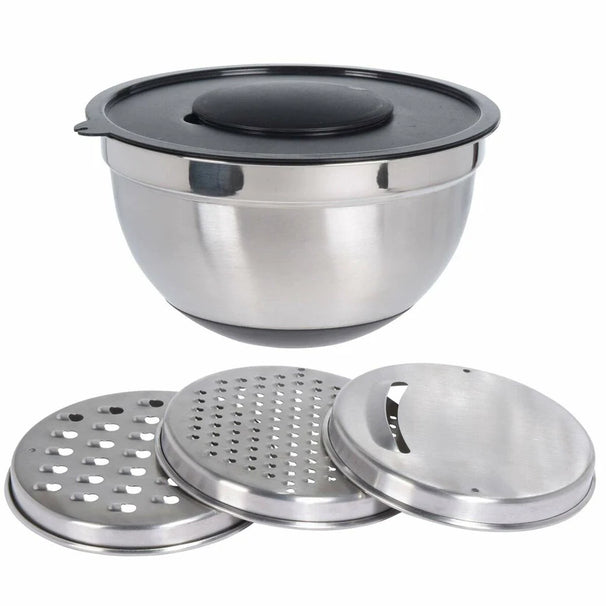 Cookinglife Cuenco Mezclador Acero Inoxidable + 3 Ralladores - 25.5 x 14 cm