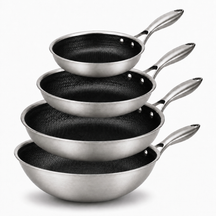 Cookinglife Cookware Set HexaCook Hybrid 4-piece - Wok ø 28 cm + Frying Pans ø 20, 24 & 28 cm - NON STICK - suitable for all heat sources - ceramic non-stick coating