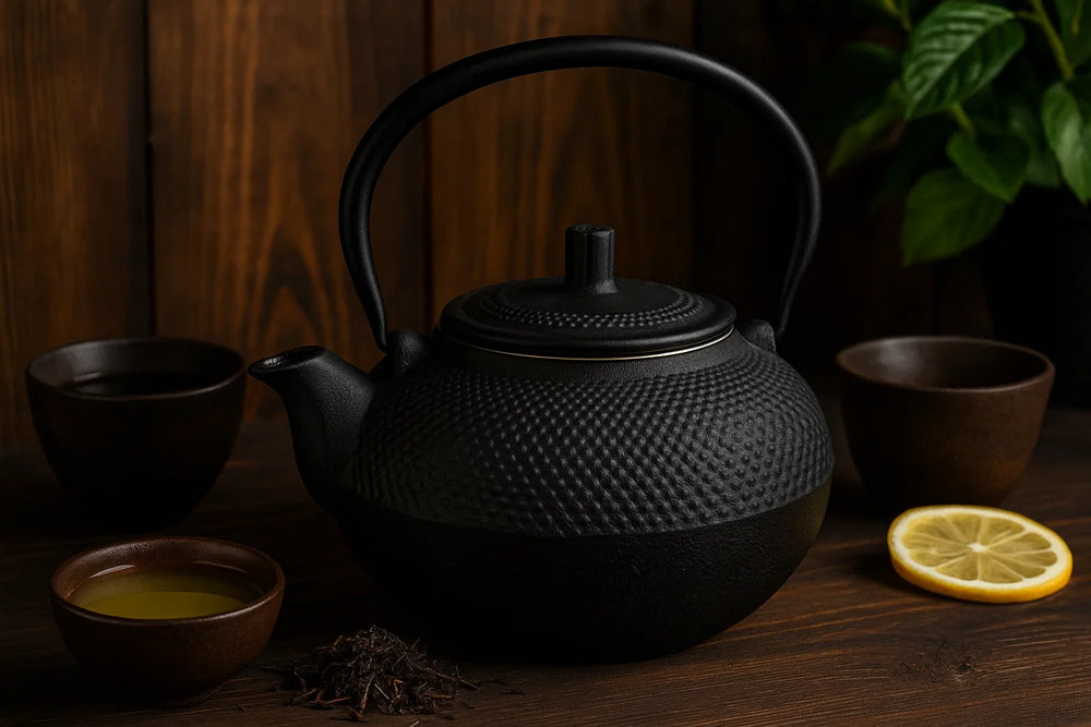 Cookinglife Teapot Arare with Stainless Steel Filter - Cast Iron Black - 1.5 Liter