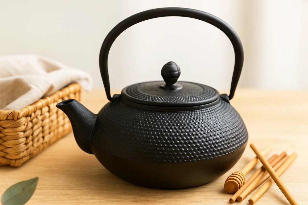 Cookinglife Teapot Arare with Stainless Steel Filter - Cast Iron Black - 800 ml