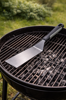 Cookinglife Espátula para BBQ Fire & Flavour Acero Inoxidable 35 cm - Espátula para Parrilla Negro/Gris