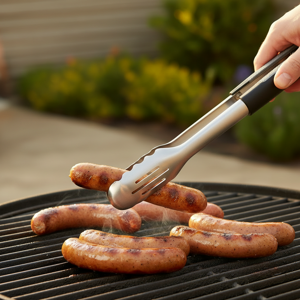Cookinglife Pinza para BBQ Fire & Flavour Acero Inoxidable 42 cm - Pinza para Parrilla Negro/Gris