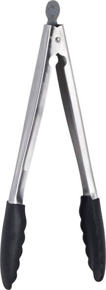 Cookinglife BBQ Tongs Fire & Flavour Stainless Steel 32 cm - BBQ Tool with Black Handle