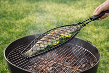 Cookinglife BBQ Fish Grill Fire & Flavour - Non-Stick Metal - Grilling Fish and Vegetables