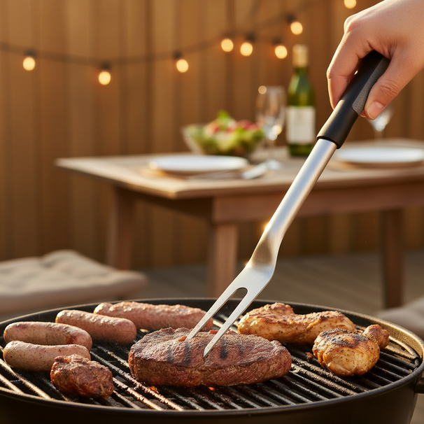 Cookinglife BBQ Fork Fire & Flavour Stainless Steel 42 cm - Grill Fork for Meat and Vegetables