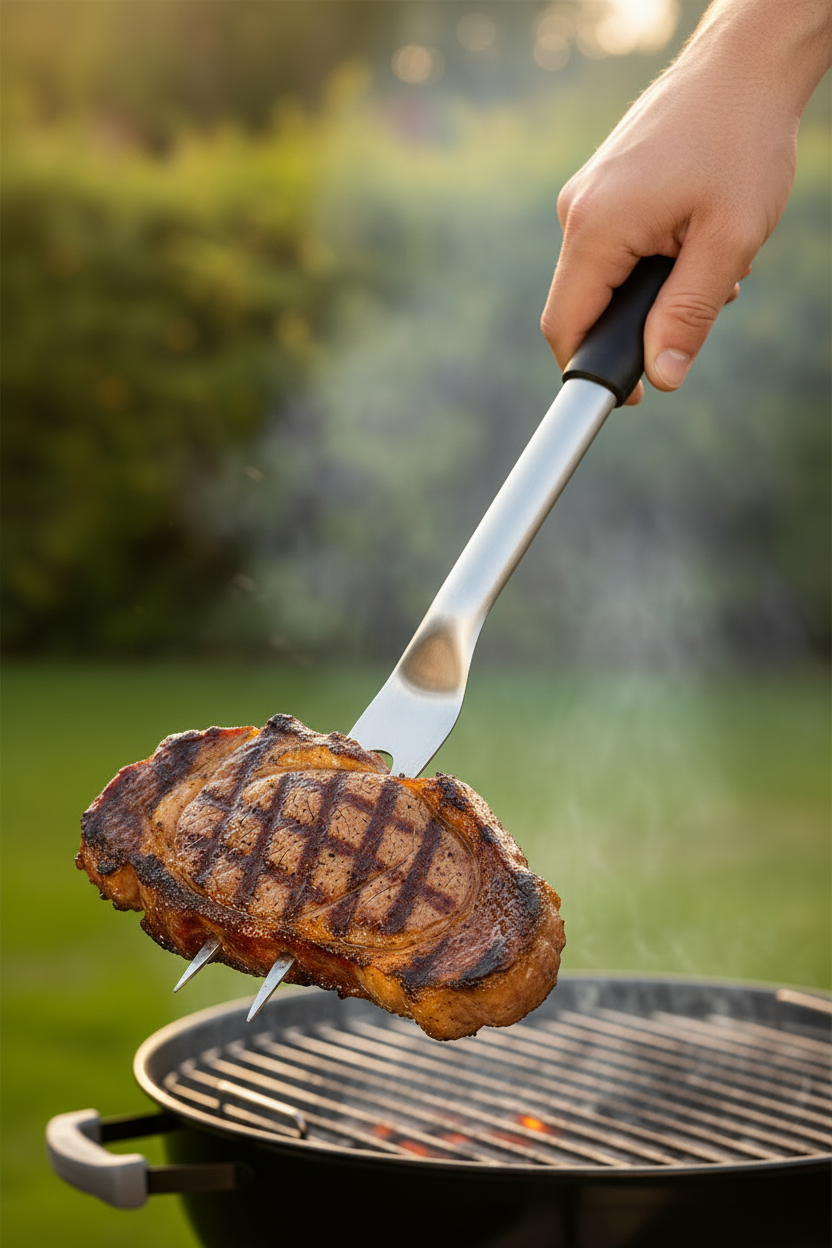 Cookinglife BBQ Fork Fire & Flavour Stainless Steel 42 cm - Grill Fork for Meat and Vegetables