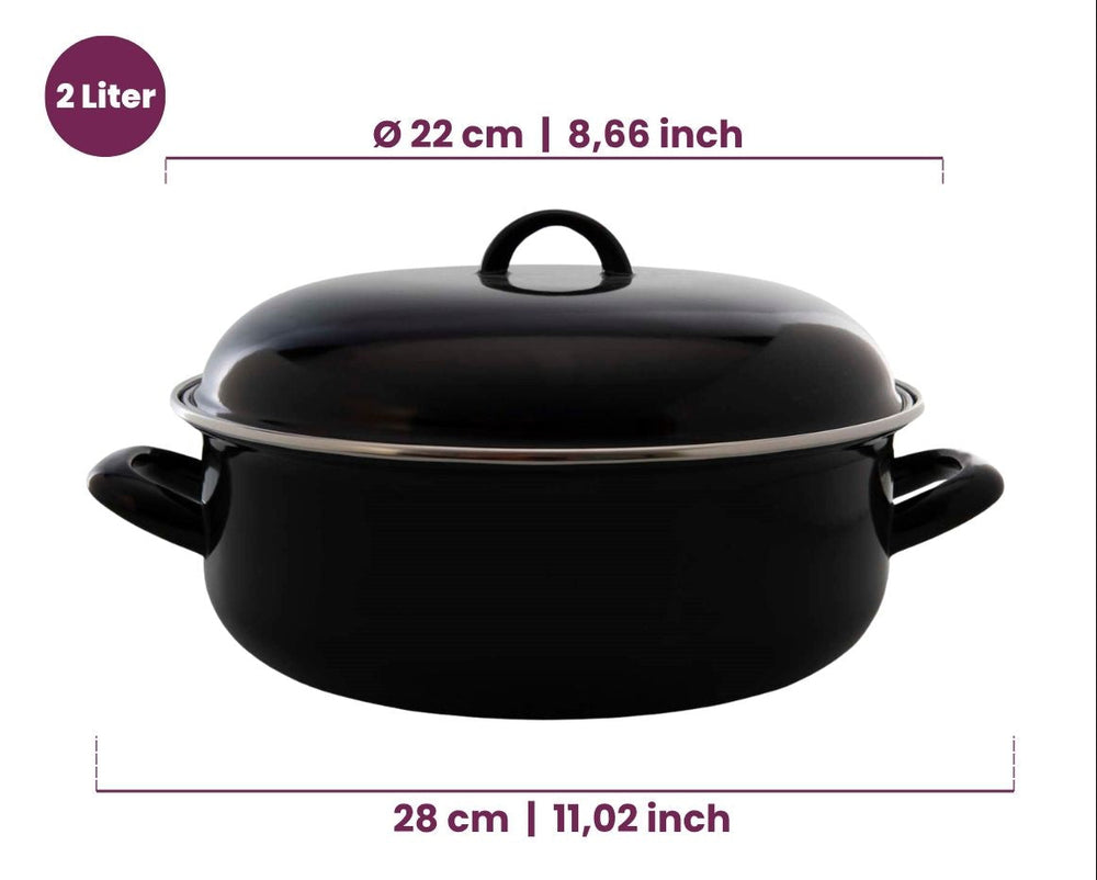 Cookinglife Cazuela con tapa - Esmalte - Cocina - ø 22 cm / 2 Litros - capa antiadherente esmaltada