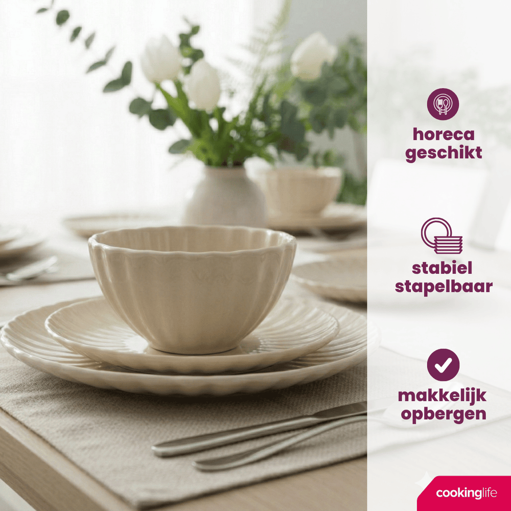 Cookinglife Breakfast Plates / Dessert Plates Cardida Beige ø 19.5 cm - 6 pieces
