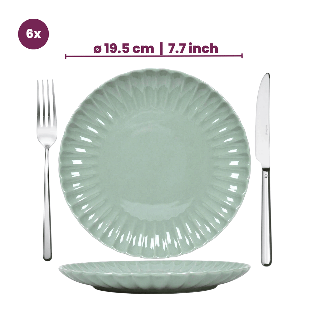Cookinglife Dinnerware Set Cardida Green 18-piece / 6 people - 6 dinner plates, 6 side plates and 6 bowls
