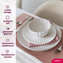 Juego de vajilla Cookinglife Cardida Off White 18 piezas / 6 personas - 6 platos de cena, 6 platos de desayuno y 6 cuencos