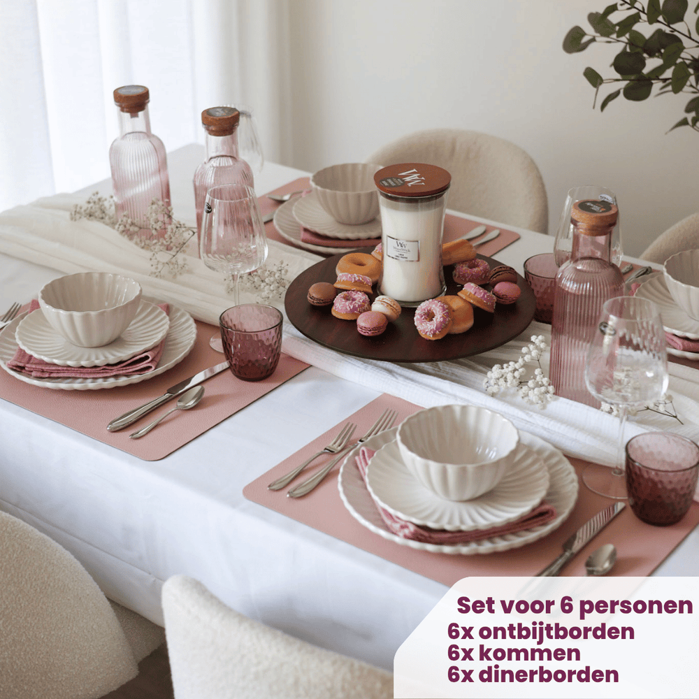 Juego de vajilla Cookinglife Cardida Off White 18 piezas / 6 personas - 6 platos de cena, 6 platos de desayuno y 6 cuencos