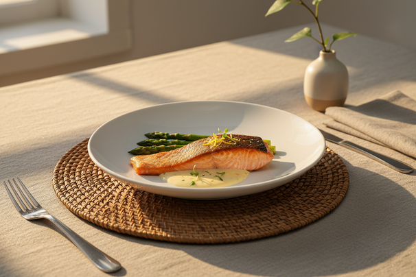 Cookinglife Plato para cenar de porcelana Ø 27 cm - 4 piezas - Plato blanco moderno y elegante